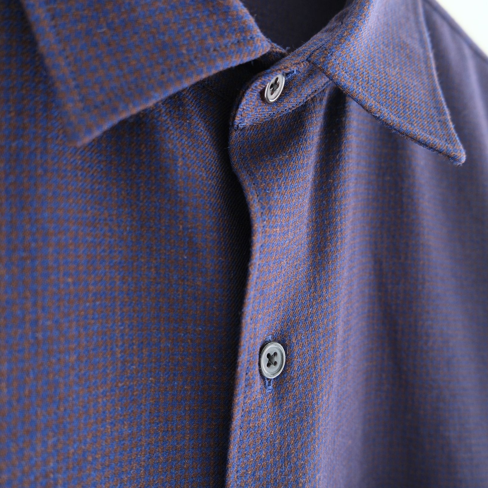 RAYON LINEN CHECK SHIRT / シャツ / チェック / BLUE・BROWN