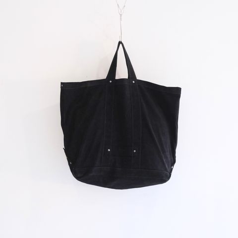 LEATHER TOTE BAG  - Cow split leather -（Black）