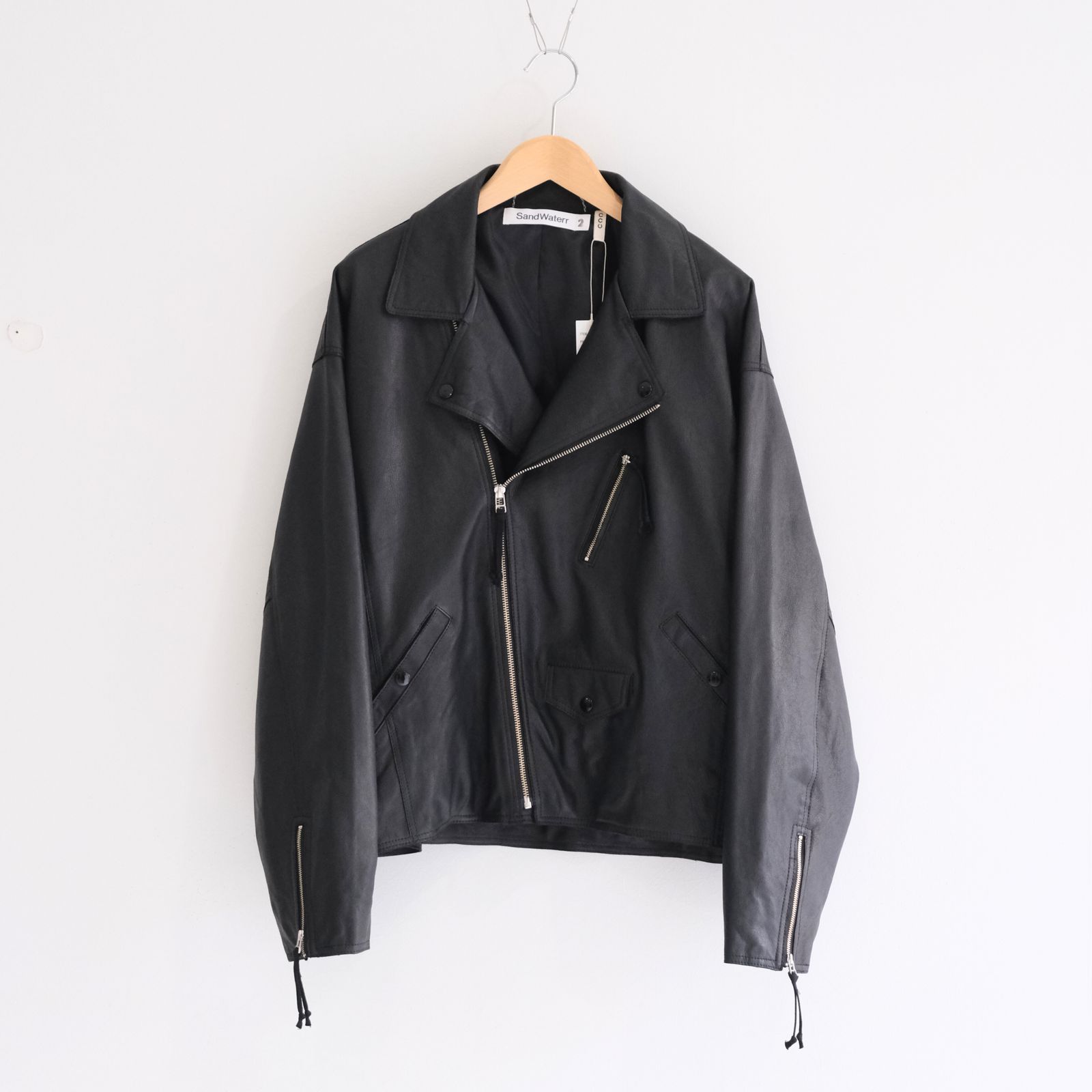 COW SKIN BAGGY RIDER JACKET / SandWaterr × CCU / ジャケット / レザージャケット / ライダース / COW SKIN / 牛革 / BLACK