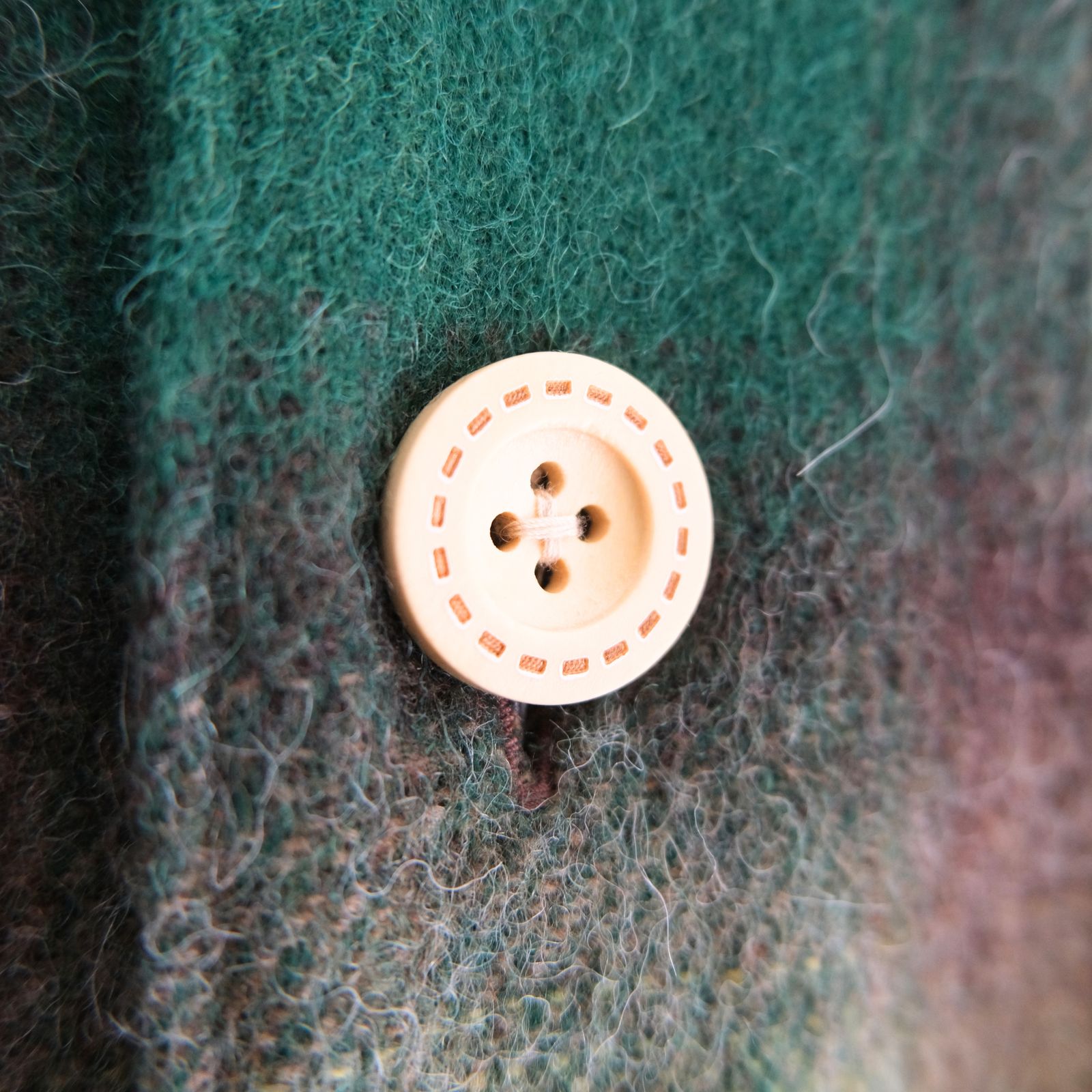 【残り1点】SHAGGY WOOL CHECK SAFARI JACKET（GREEN）
