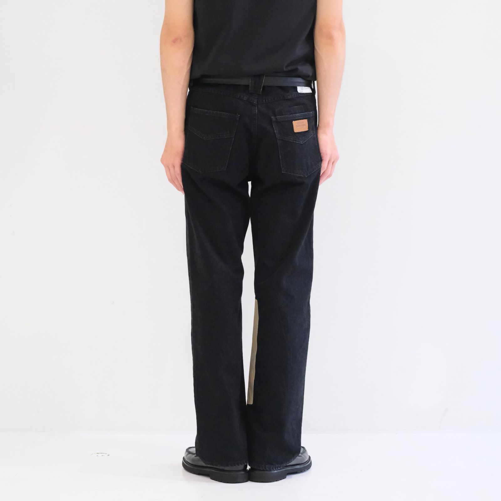 【残り1点】"JUDE II" LEATHER New Standard Straight by 12oz Denim（BLACK）