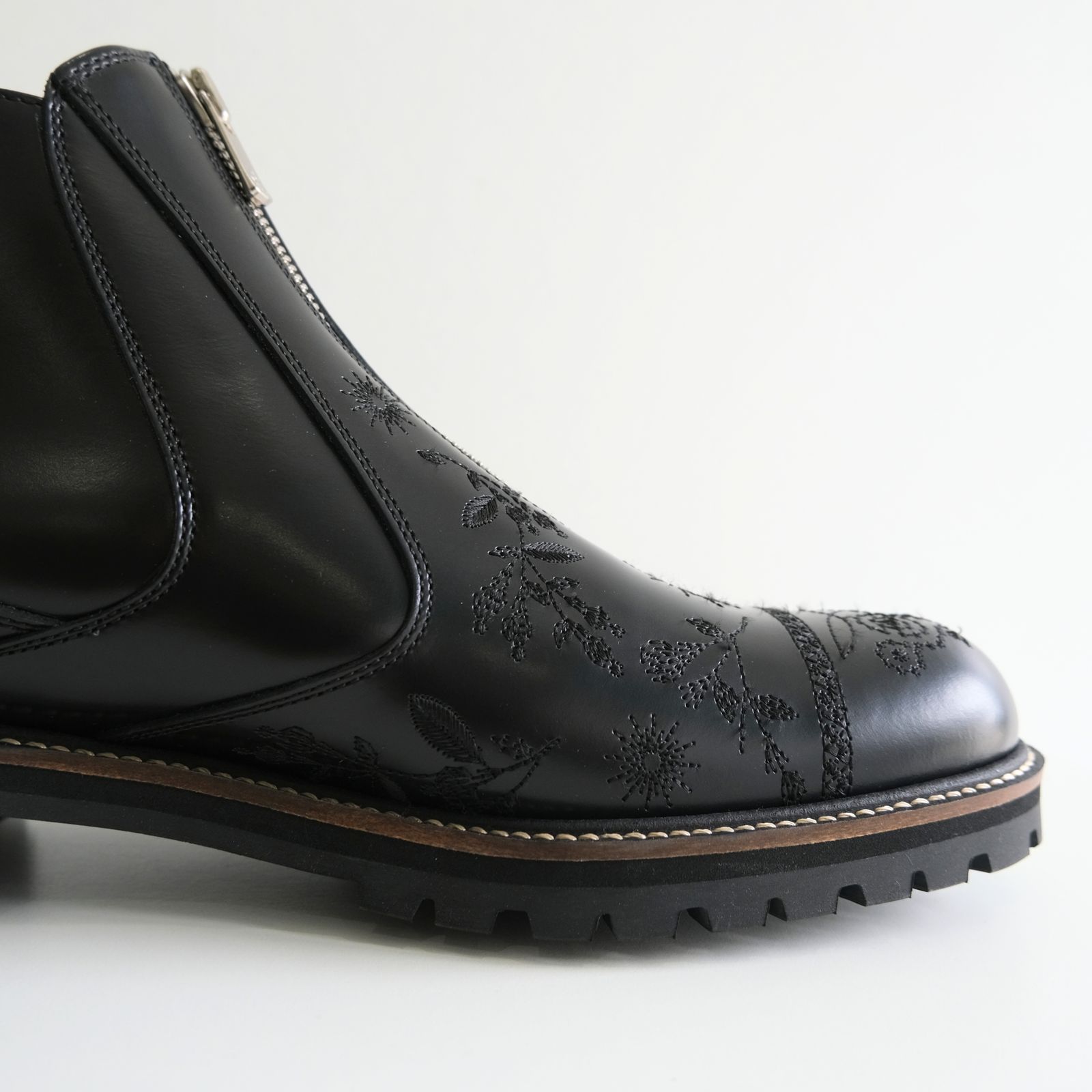 "HUNTER" Embroidered Front-zip Hunting Boots by HARUTA（BLACK）