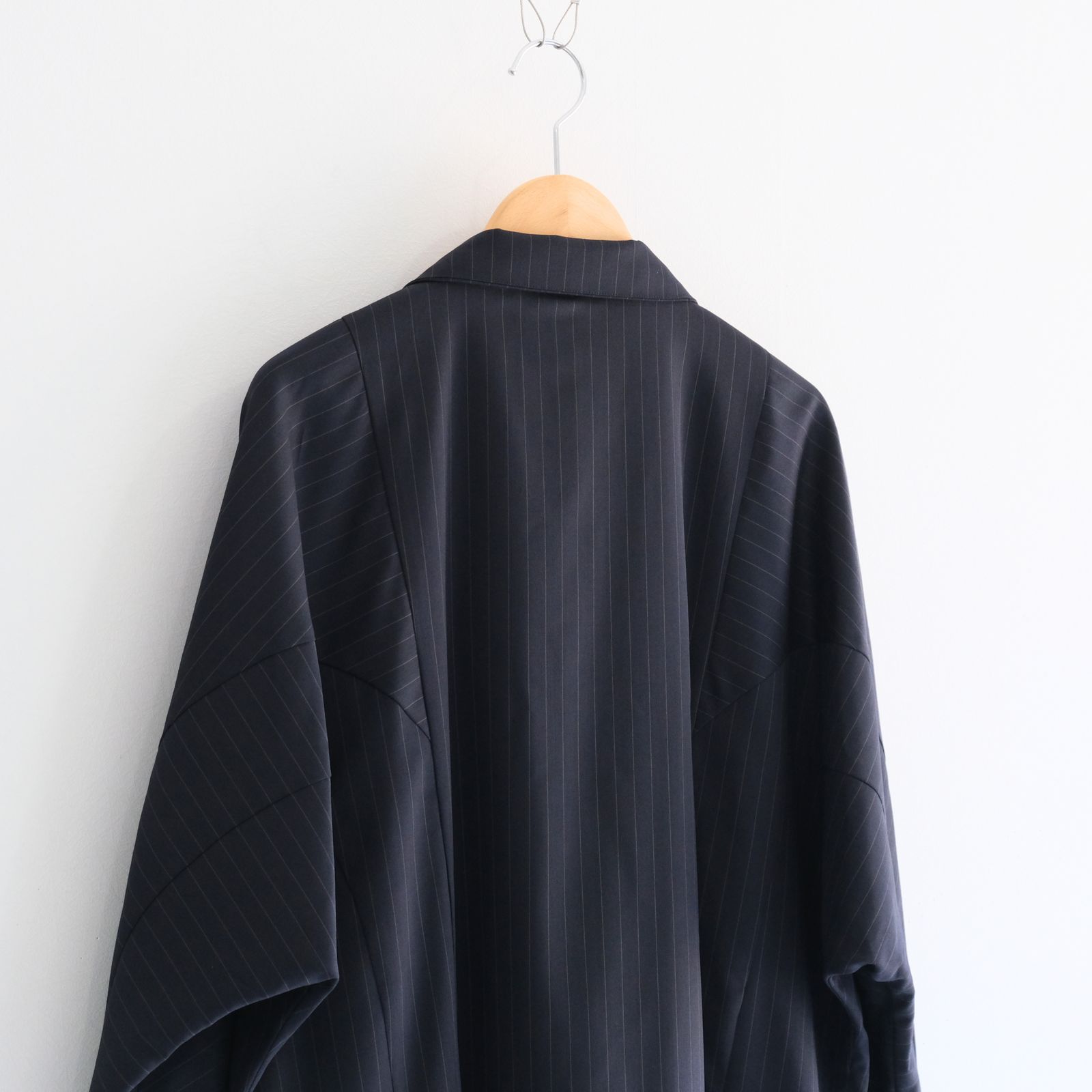 Merino Wool Stand Collar Blouson / メリノウール スタンドカラー ブルゾン（NAVY STRIPE）