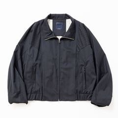 【入荷時期：2026年7月頃】Merino Wool Stand Collar Blouson / メリノウール スタンドカラー ブルゾン（NAVY STRIPE）