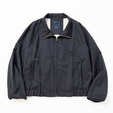 【入荷時期：2026年7月頃】Merino Wool Stand Collar Blouson / メリノウール スタンドカラー ブルゾン（NAVY STRIPE）