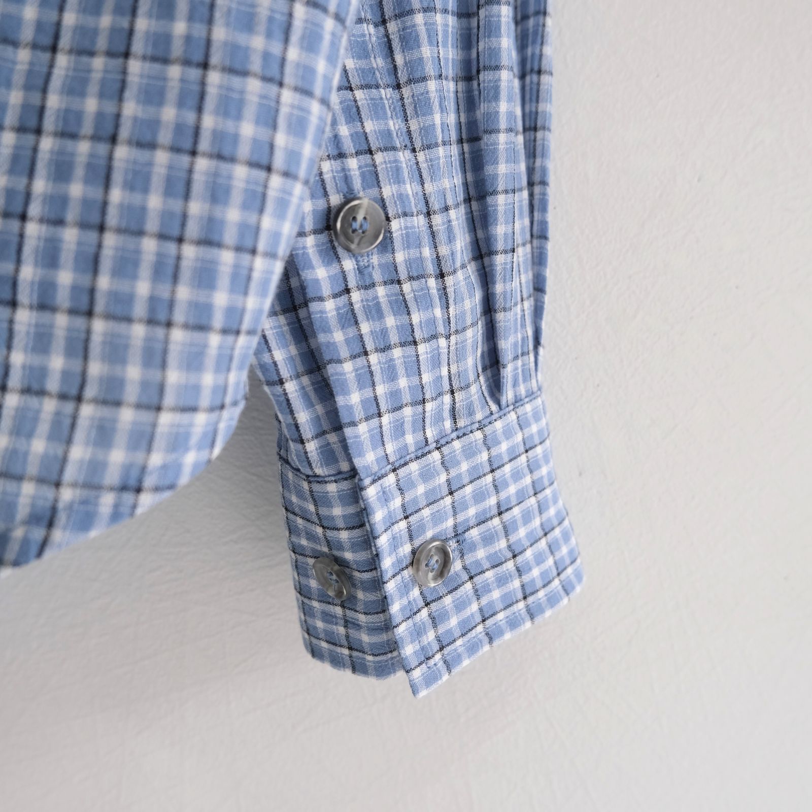 PREMIUM RONACHECK WRINKLE OVER SIZED SHIRTS / シャツ / LIGHT SKY BLUE