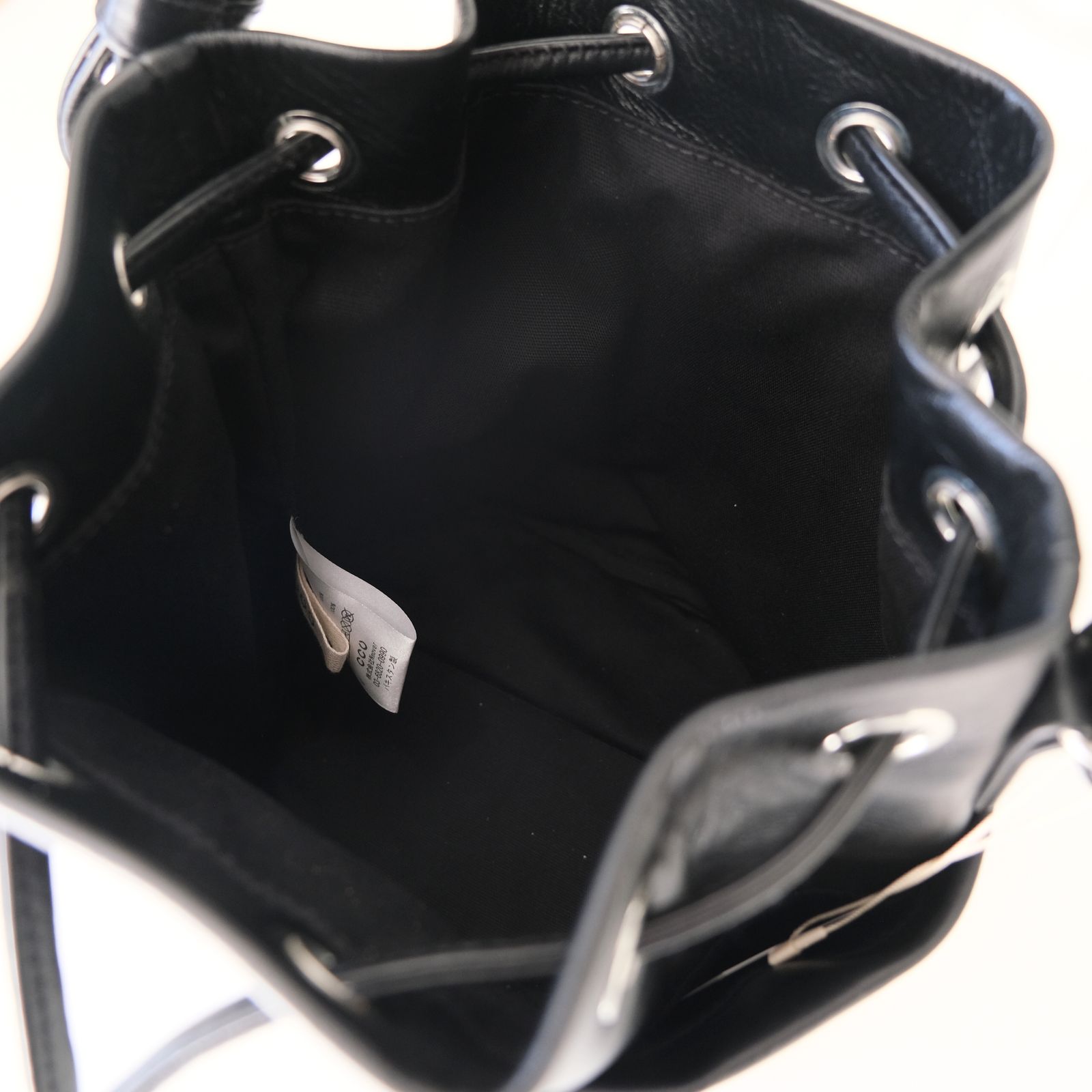 DRAWSTRING BAG / バッグ / レザーバッグ / COW SKIN / 牛皮 / BLACK