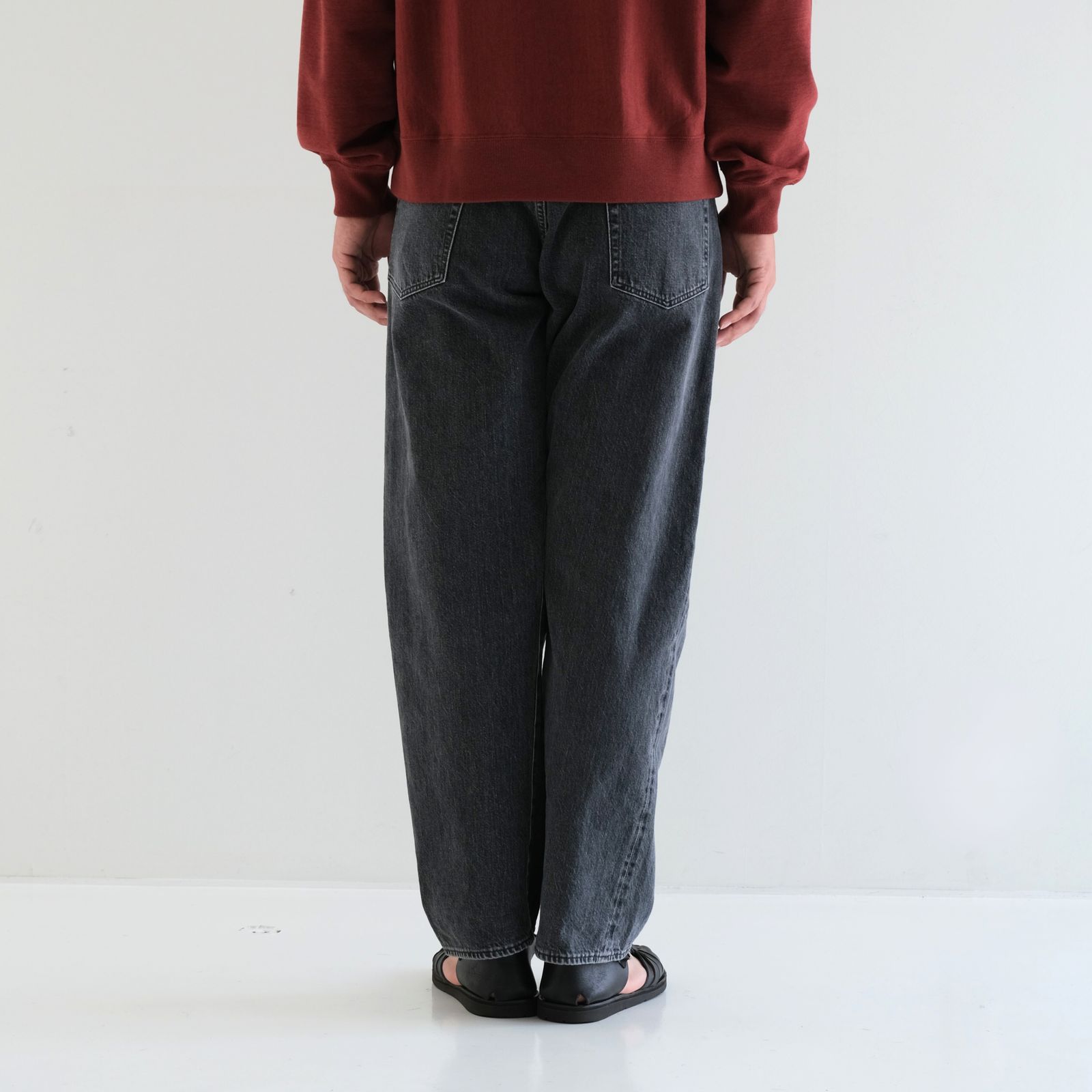 WASHED SELVEDGE BLACK DENIM 5P PANTS / デニム / 5ポケット / USED GREY