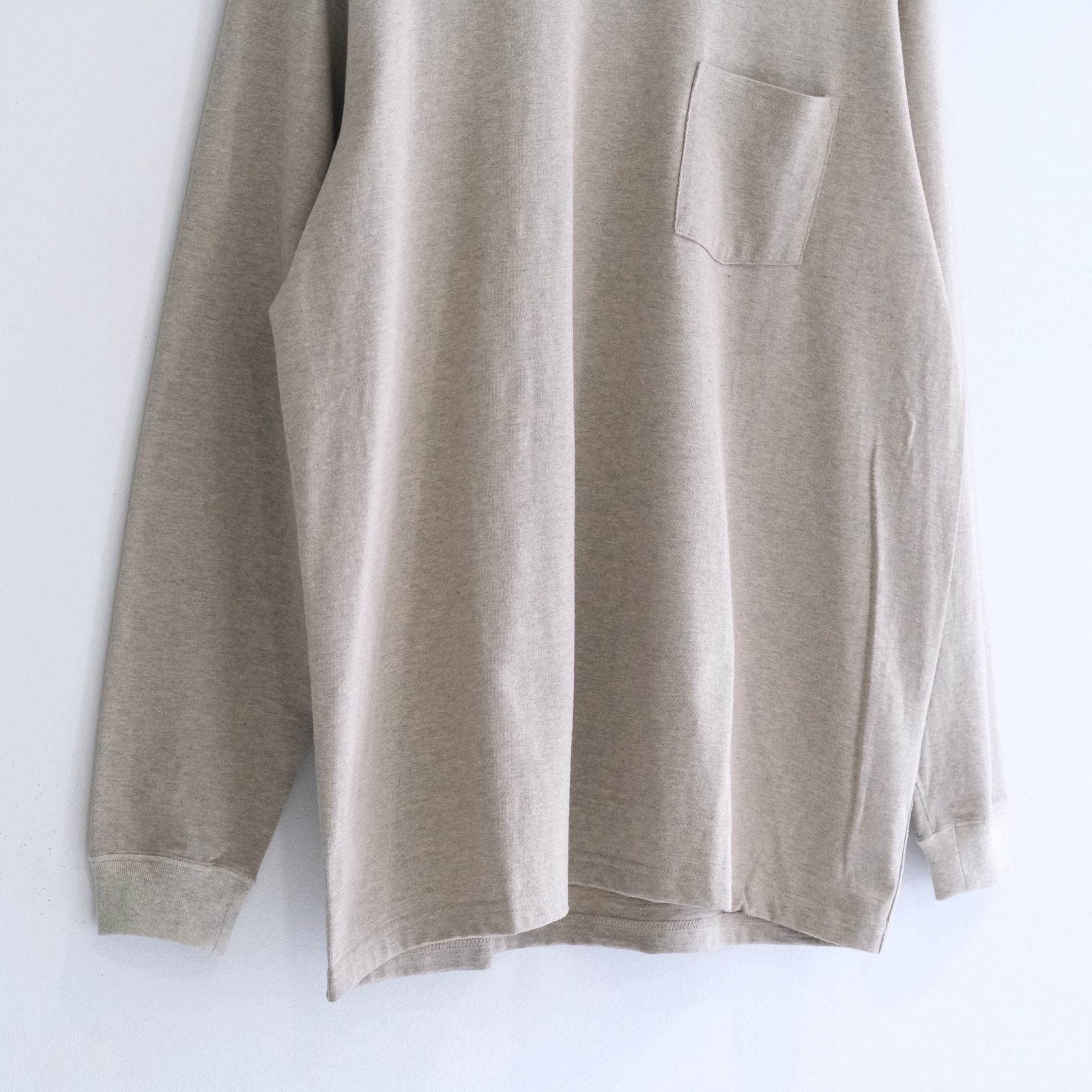 WRAP AROUND POCKET TEE L/S - Raffy plainstitch - / ロンT / ロングスリーブTシャツ / ラフィー / Beige