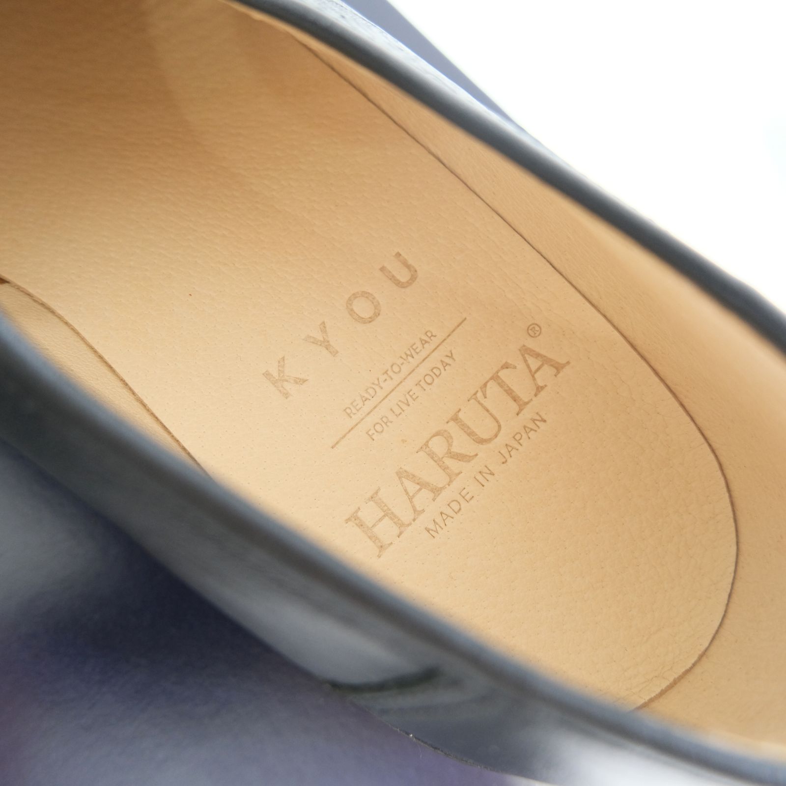 ”GRANDPA"  Modyfied Flower Emboss Combi-Straight Tip by HARUTA / 革靴 / ストレートチップ / BLACK