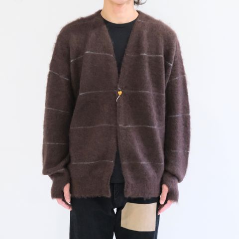 【残り1点】MOHAIR BOARDER CARDIGAN（BROWN）