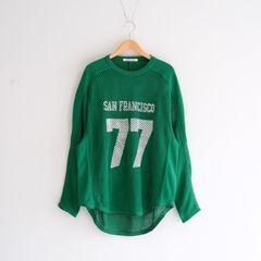 PRINTED FOOTBALL KNIT TEE - Mesh crochet - / フットボール / ニット / ロンT / ロングスリーブTシャツ / Green