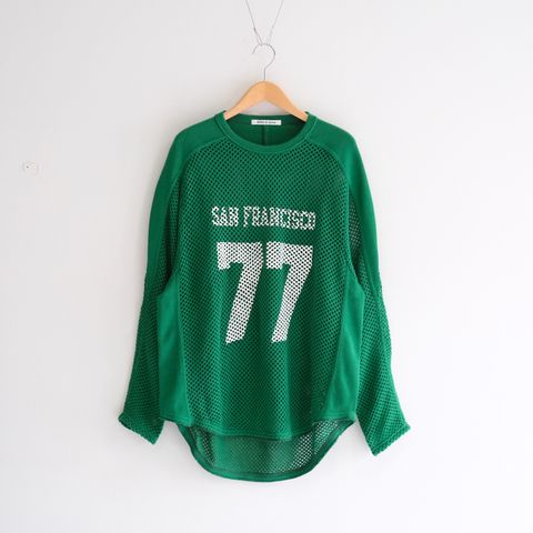 PRINTED FOOTBALL KNIT TEE - Mesh crochet - / フットボール / ニット / ロンT / ロングスリーブTシャツ / Green