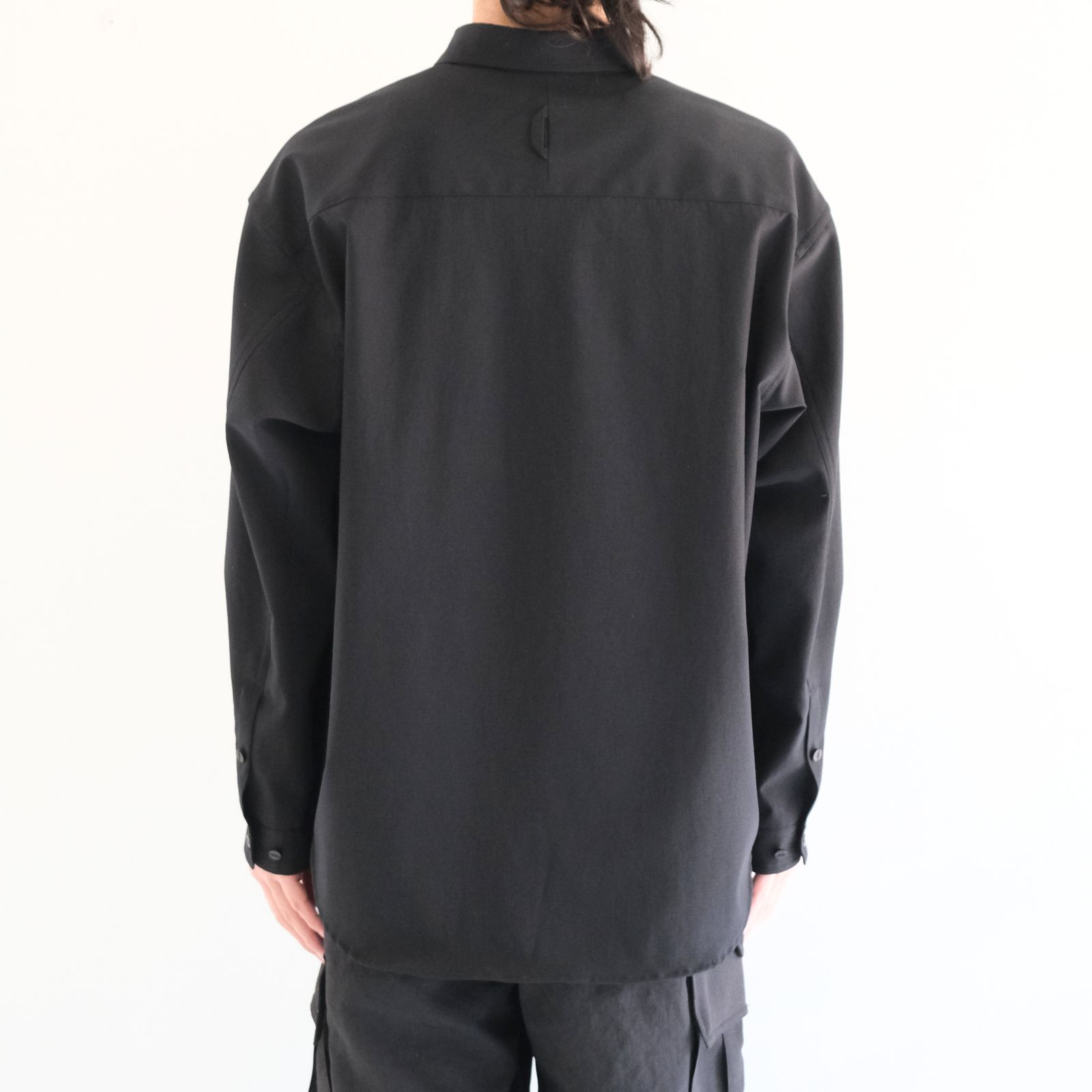【残り1点】Breathable Linen Luggage L/S SH DotAir® / ブリーザブル リネン ラゲッジ L/S SH DotAir®（OFF BLACK）
