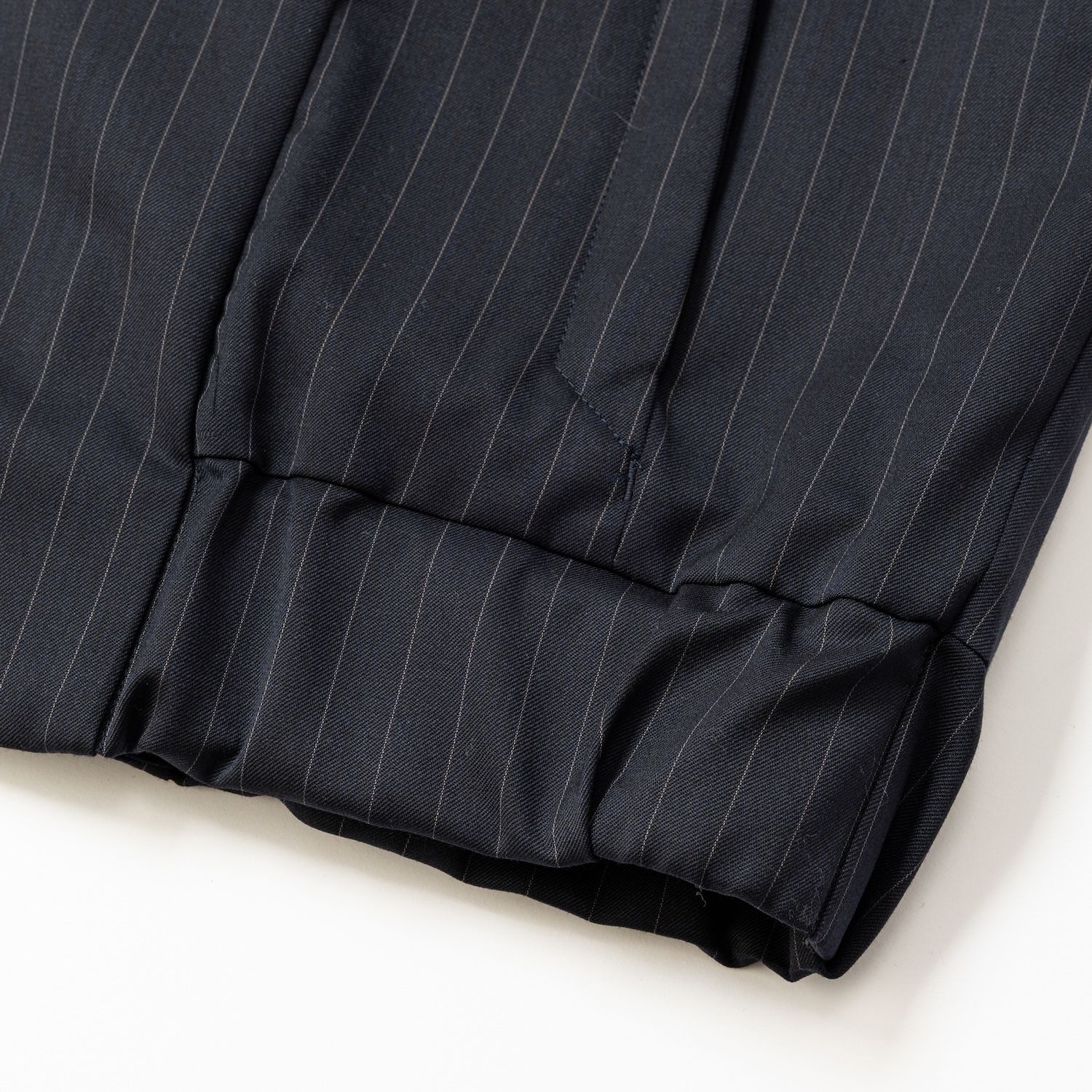 【入荷時期：2026年7月頃】Merino Wool Stand Collar Blouson / メリノウール スタンドカラー ブルゾン（NAVY STRIPE）