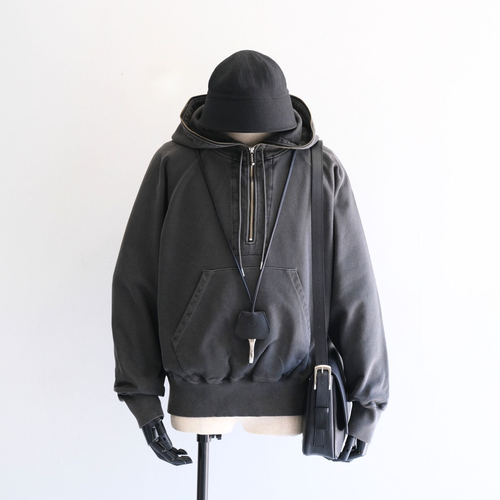Processed Half-Zip Sweat Hoodie（Gray）