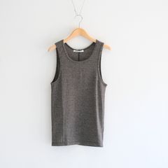 RIB TANK TOP - Mixed “UNSTAINED” yarn - / タンクトップ / BLACK