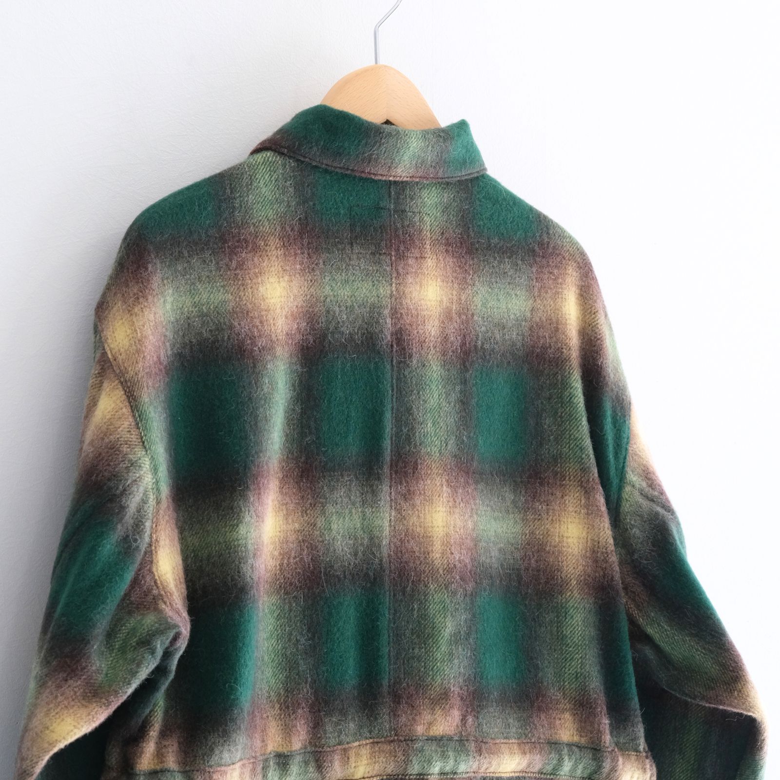 【残り1点】SHAGGY WOOL CHECK SAFARI JACKET（GREEN）