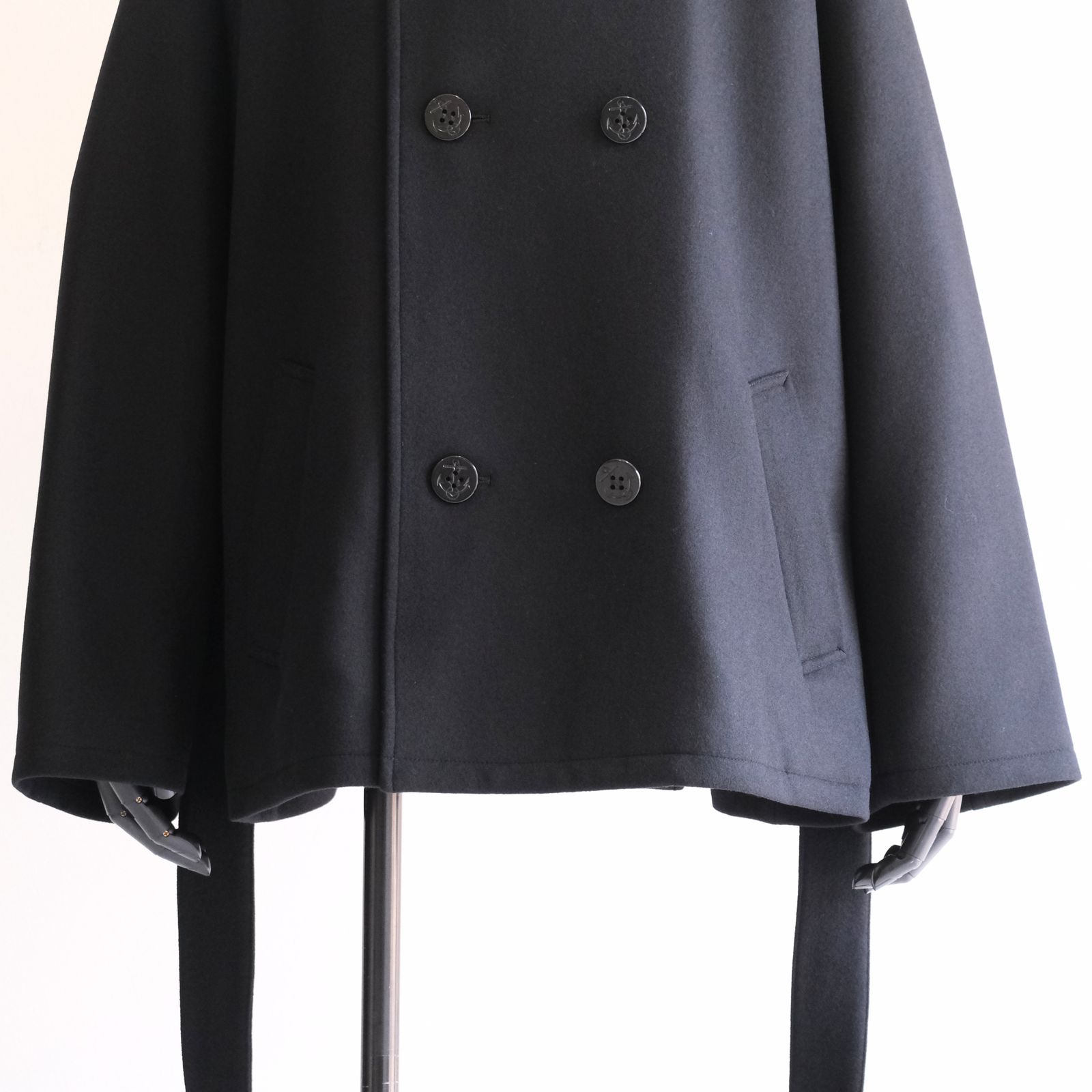 【残り1点】Wool Raglan Pea Coat（Black）