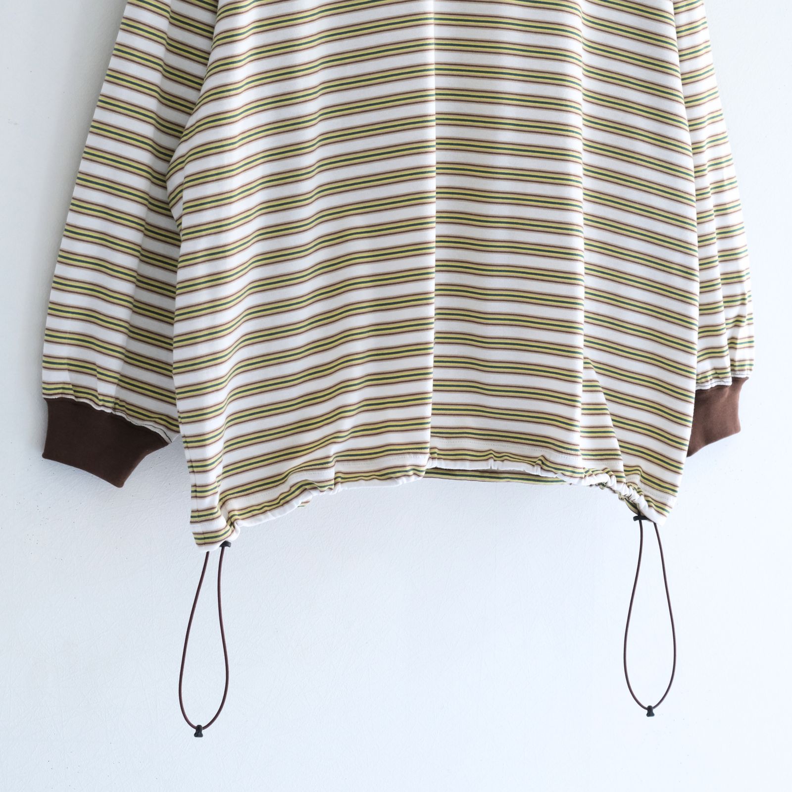 【販売開始 : 7/18 (土) 00:00~】Balloon Border Long-sleeve T-Shirt（BROWN x GREEN）