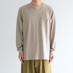【残り1点】WRAP AROUND POCKET TEE L/S - Raffy plainstitch - / ラップアラウンドポケットT L/S - ラフィープレーンステッチ -（Beige）