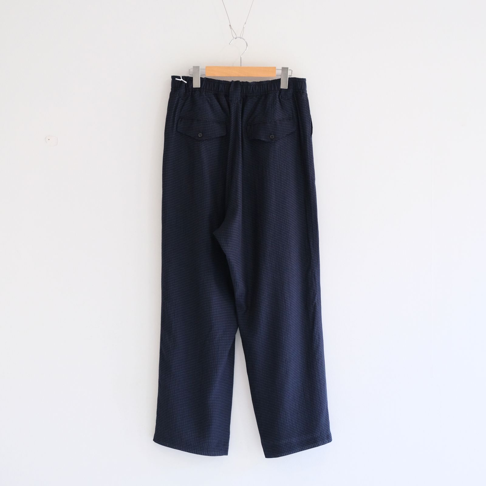SHEER WESTERN EASY TROUSERS - Gingham check Indian fabric - / パンツ / NAVY