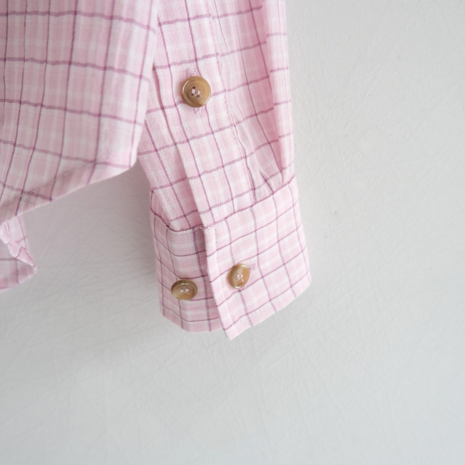 PREMIUM RONACHECK WRINKLE OVER SIZED SHIRTS / シャツ / LEMONADE PINK