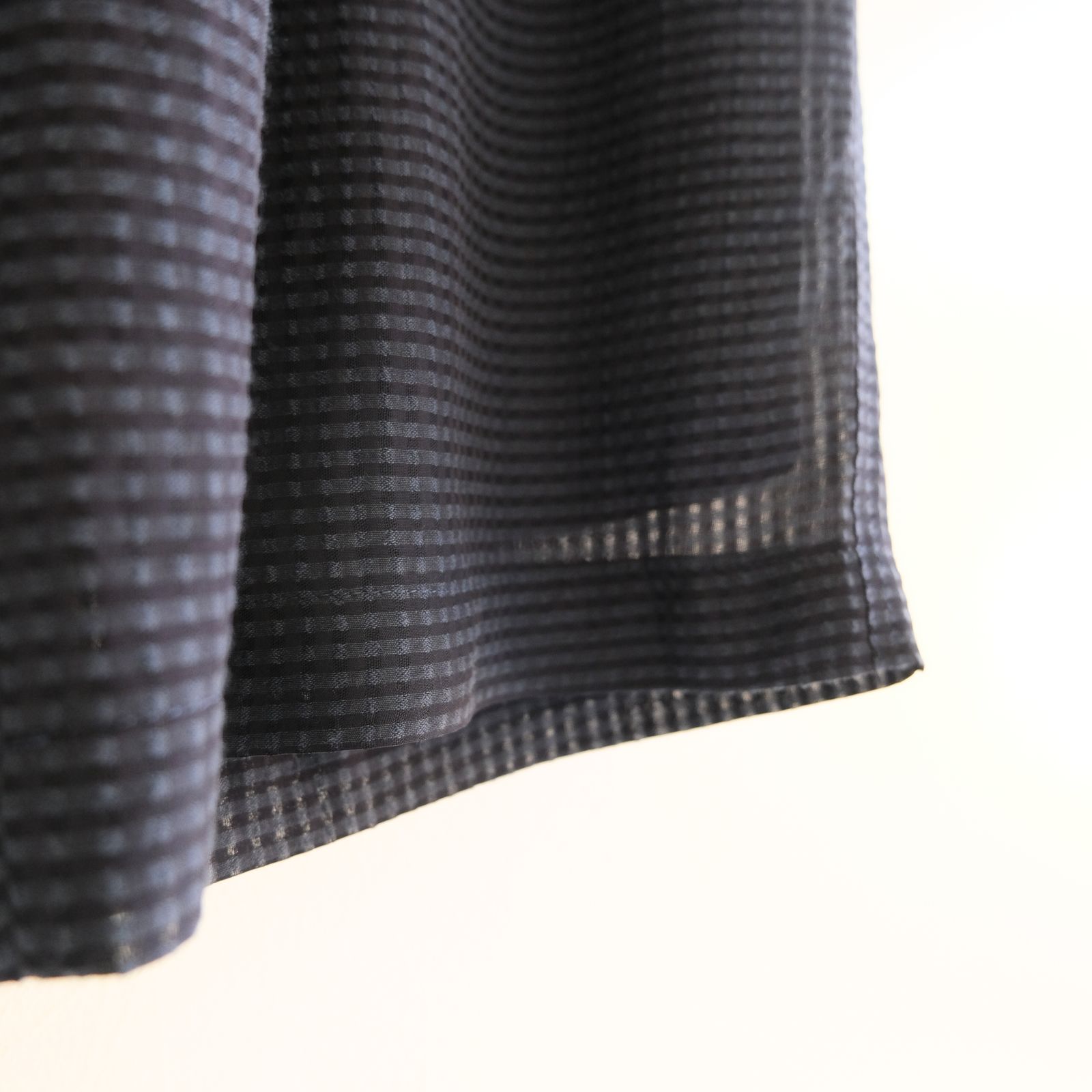 SHEER WESTERN EASY TROUSERS - Gingham check Indian fabric - / パンツ / NAVY