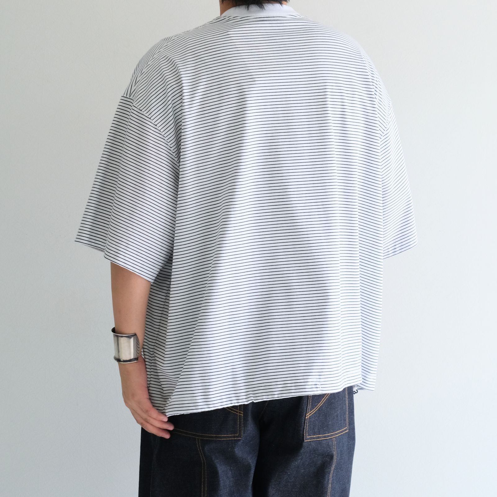 BALLOON BORDER SHORT SLEEVE T-SHIRT / Tシャツ / バルーン / ボーダー / WHITE × NAVY