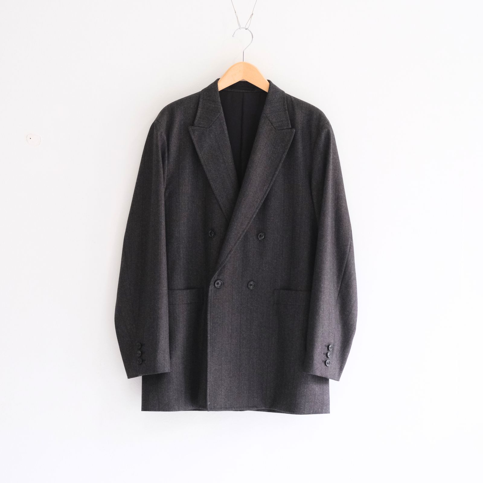 【残り1点】MELANGE BARATHEA STRIPE DB JKT（CHARCOAL BROWN）