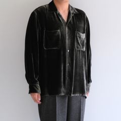 VELVET OPEN COLLAR SHIRTS ‐Silk Rayon‐ / シャツ / 開襟シャツ / シルク / レーヨン / ベルベット / Black