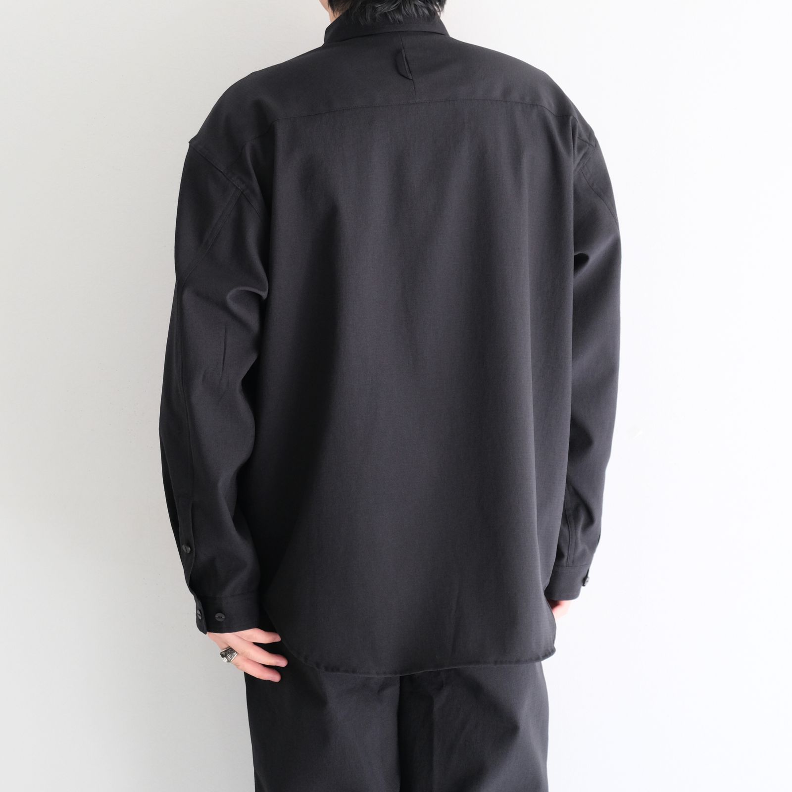 Breathable Linen Luggage L/S SH DotAir® / ブリーザブル リネン ラゲッジ L/S SH DotAir®（OFF BLACK）