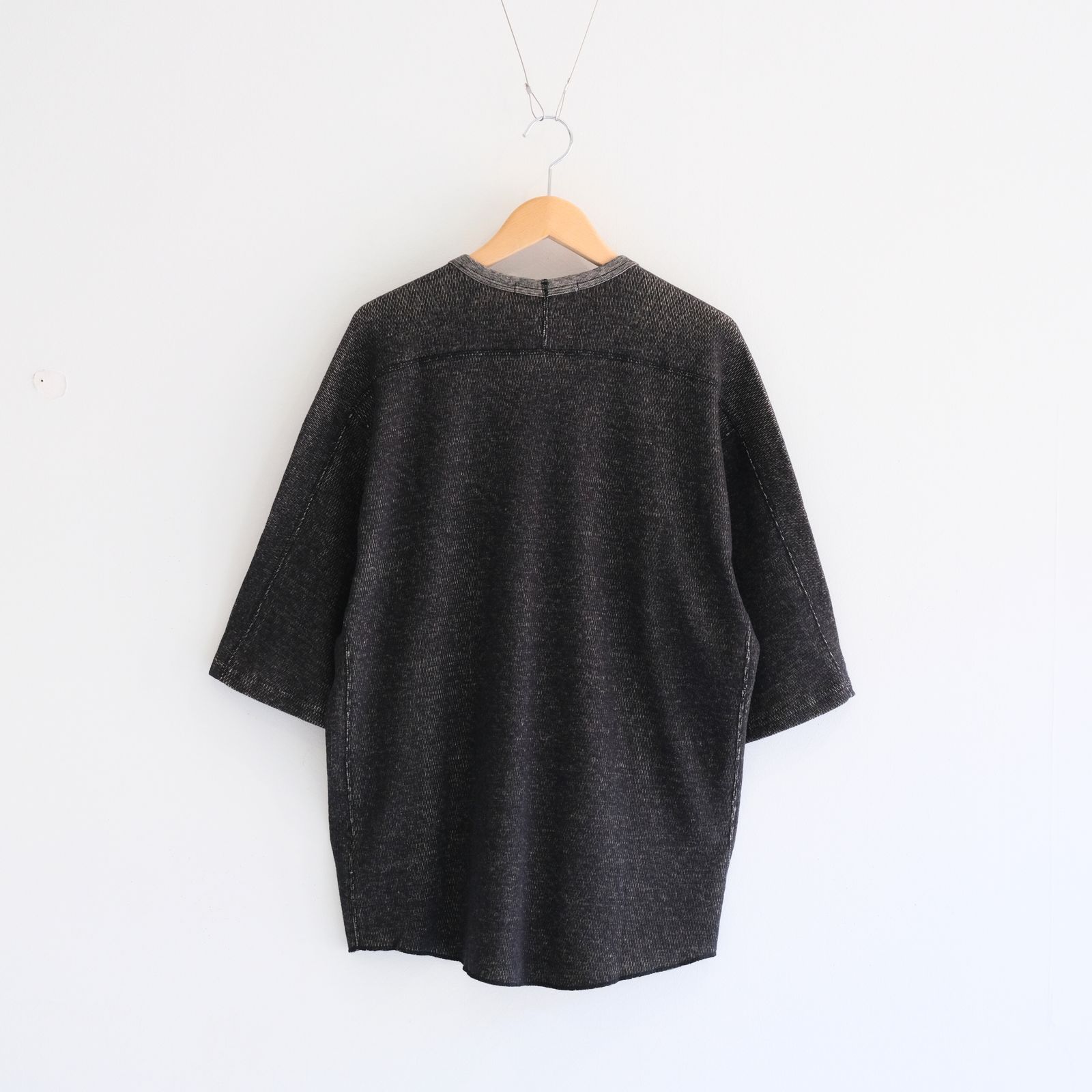 ORGANIC COTTON THERMAL TEE - Mixed ”UNSTAINED” yarn - /  Tシャツ / BLACK