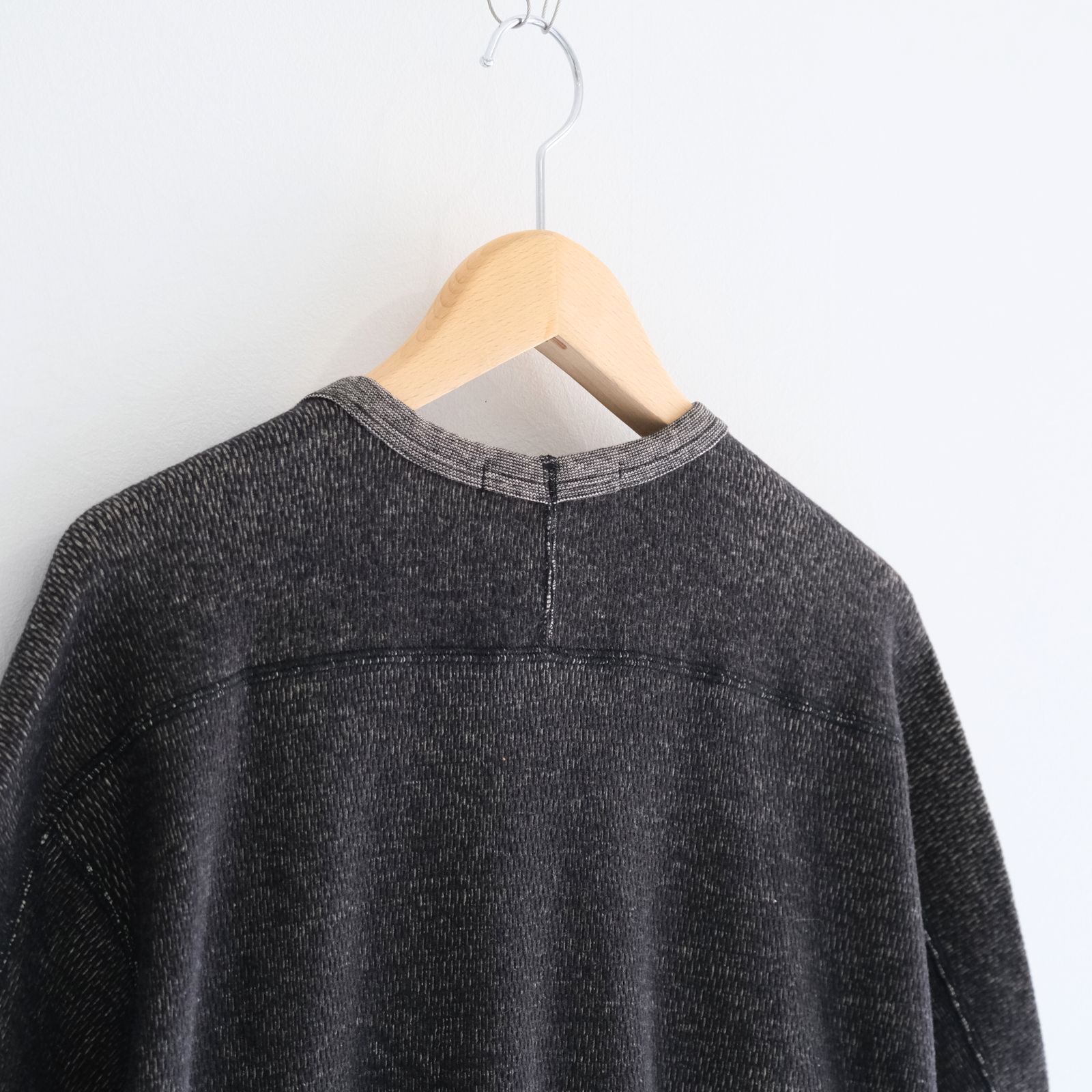 ORGANIC COTTON THERMAL TEE - Mixed ”UNSTAINED” yarn - /  Tシャツ / BLACK