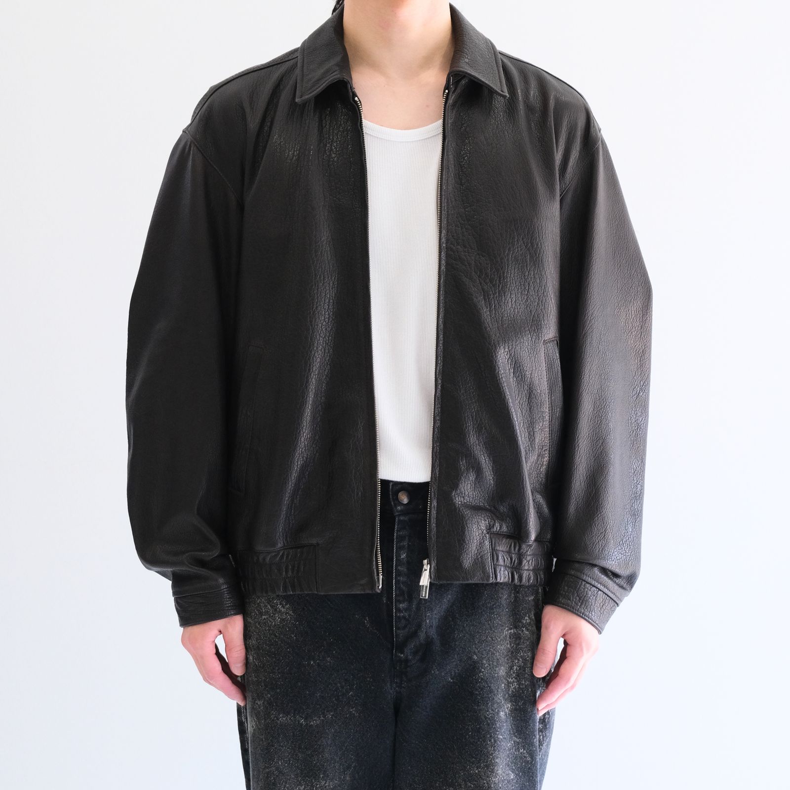 SEVEN BY SEVEN - LEATHER ZIP UP BLOUSON ‐Sheep Shrink leathe