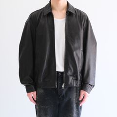 LEATHER ZIP UP BLOUSON ‐Sheep Shrink leathe‐ / レザージップアップブルゾン ‐シープシュリンクレザー‐（Black）