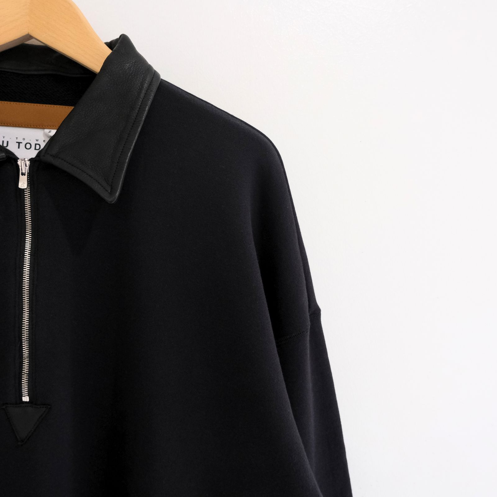 【残り1点】"BROTHERS" Leather x Original Supima Aging Cotton Sweat（BLACK）