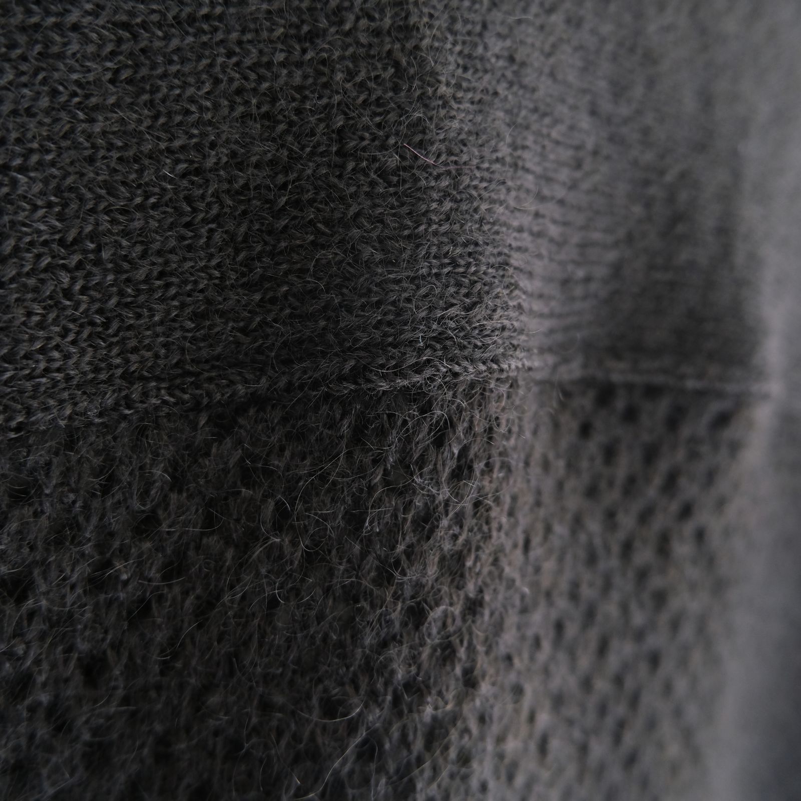SWITCHING FOOTBALL MOHAIR KNIT TEE ‐Mesh crochet‐ / ニット / フットボールシャツ / モヘア / Black