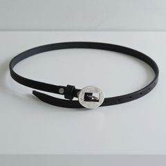 ENGRAVED BUCKLENARROW LEATHER BELT / ベルト / Rooster King & Co., / BLK