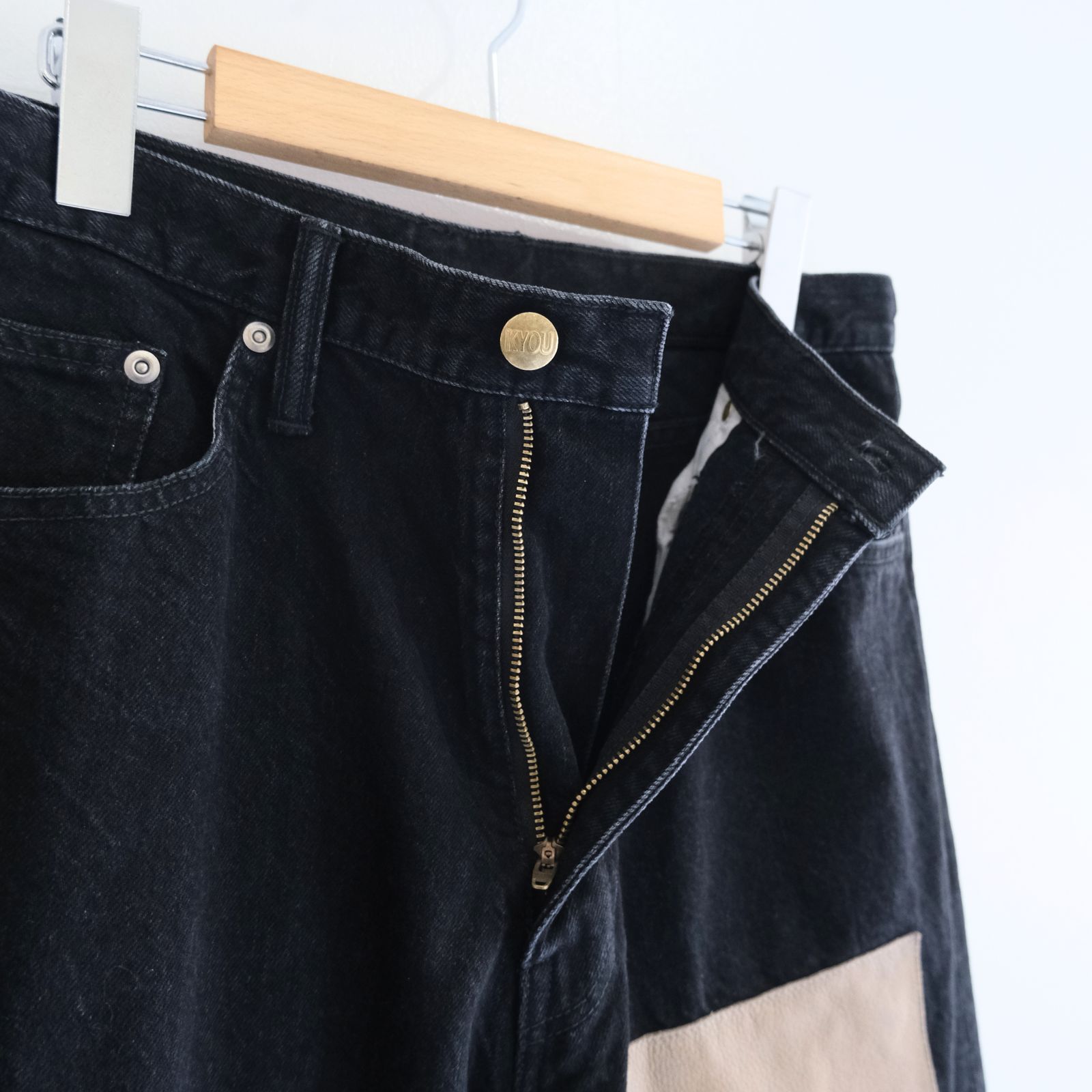 "JUDE II" LEATHER New Standard Straight by 12oz Denim（BLACK）
