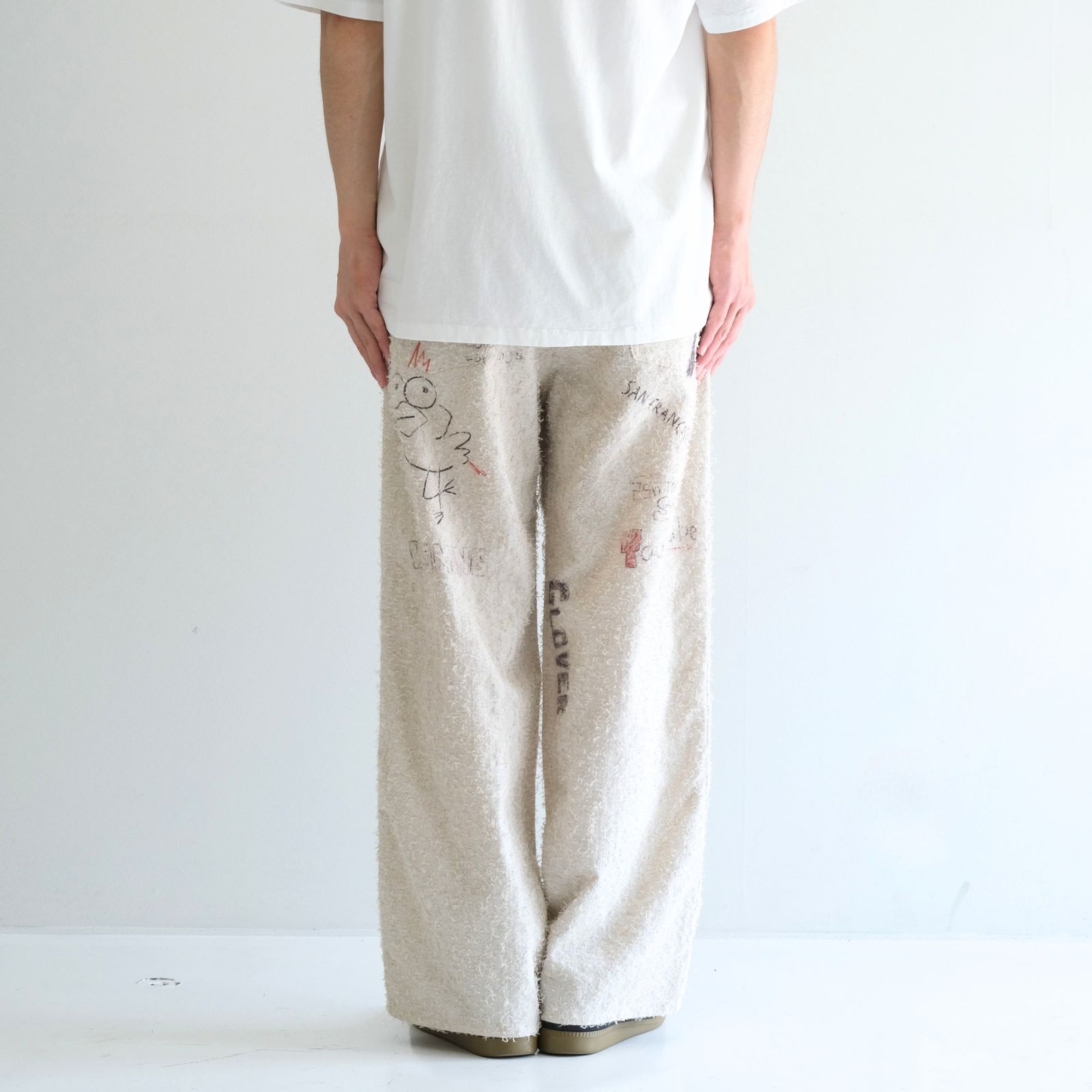 "ALICE" GRAPHIC DOUBLE KNEE WORKPANTS / 「アリス」グラフィック ダブルニーワークパンツ（IVORY）