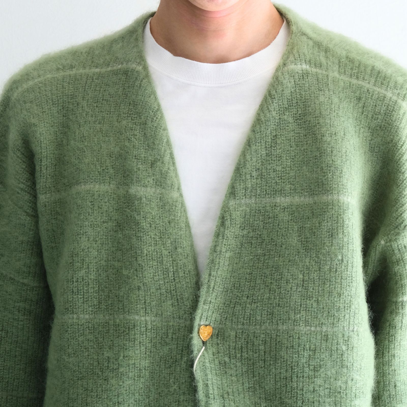 【残り1点】MOHAIR BOARDER CARDIGAN（GREEN）