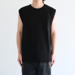 PREMIUM WIDE SHOULDER KNIT SLEEVELESS / プレミアムワイドショルダーニット ノースリーブ（ASPHALT BLACK）