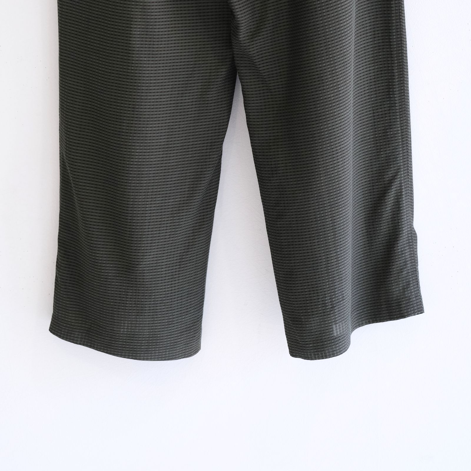 SHEER WESTERN EASY TROUSERS - Gingham check Indian fabric - / パンツ / OLIVE