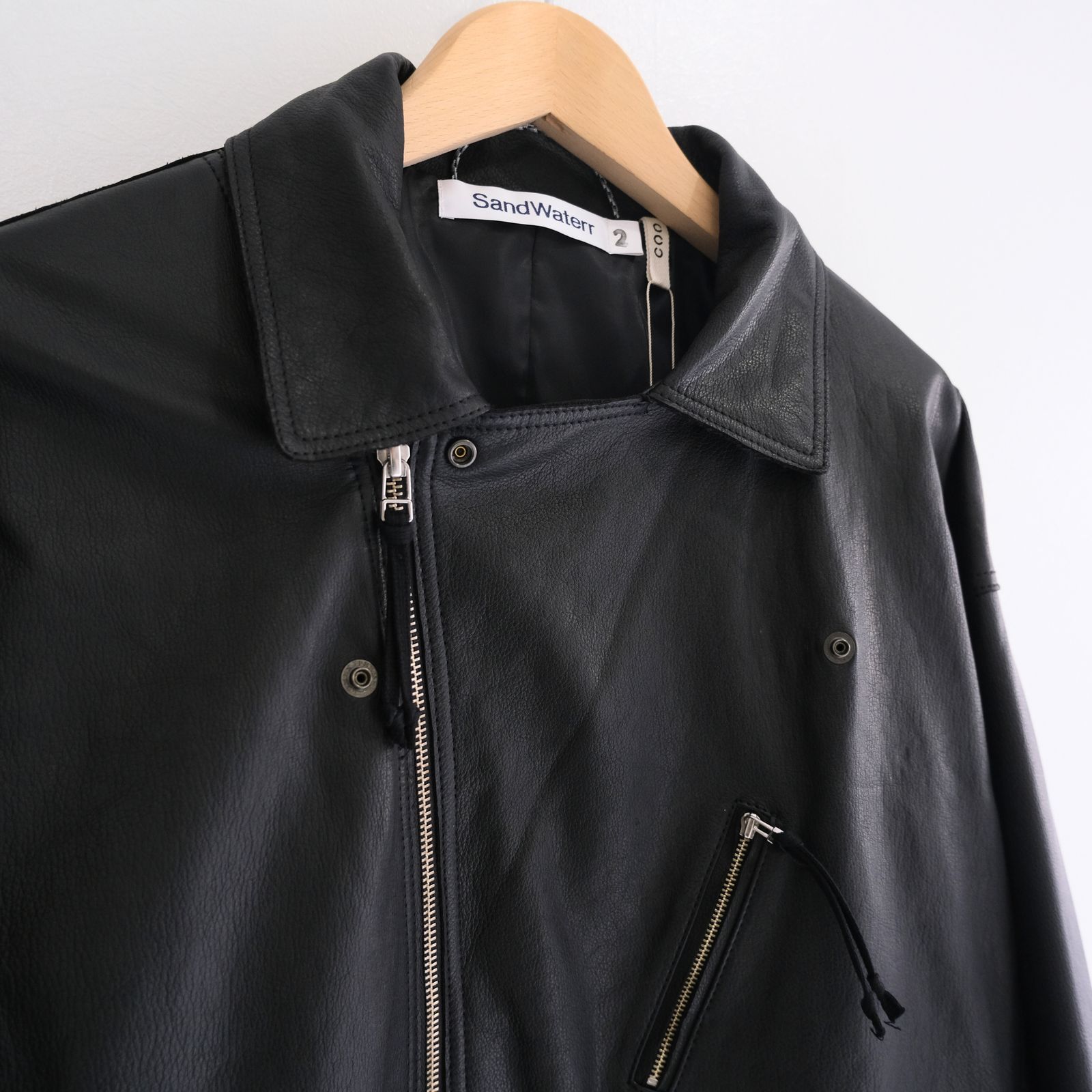 COW SKIN BAGGY RIDER JACKET / SandWaterr × CCU / ジャケット / レザージャケット / ライダース / COW SKIN / 牛革 / BLACK