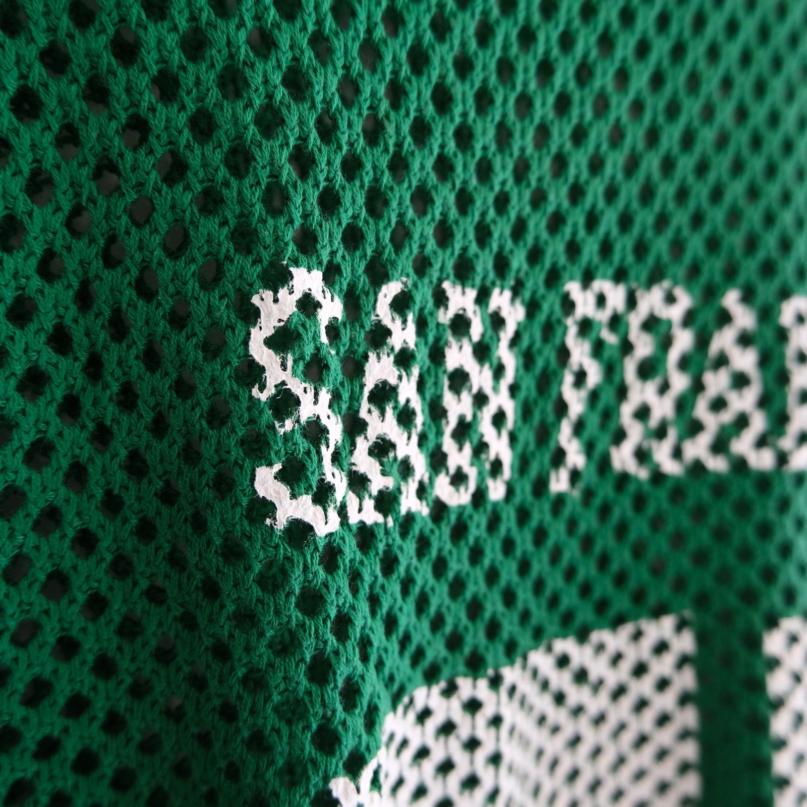 PRINTED FOOTBALL KNIT TEE - Mesh crochet - / フットボール / ニット / ロンT / ロングスリーブTシャツ / Green