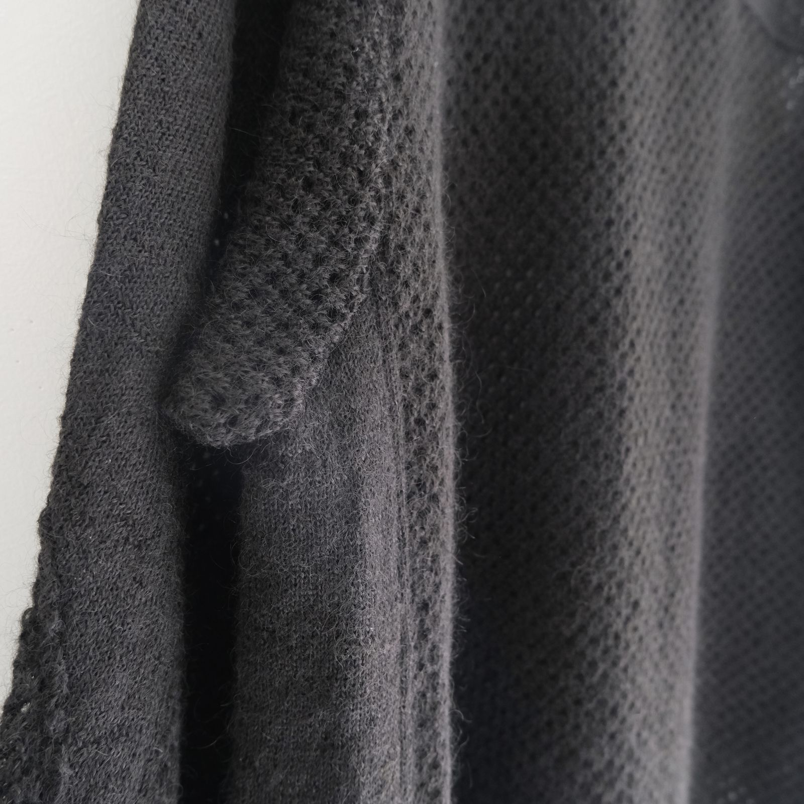 SWITCHING FOOTBALL MOHAIR KNIT TEE ‐Mesh crochet‐ / ニット / フットボールシャツ / モヘア / Black