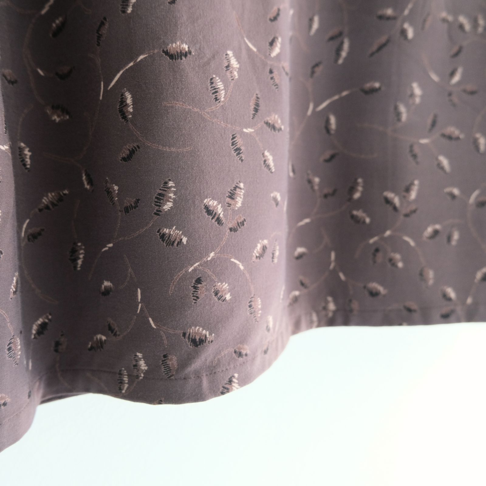 OPEN COLLAR SHIRTS  - Botanical print -（Dark Brown）