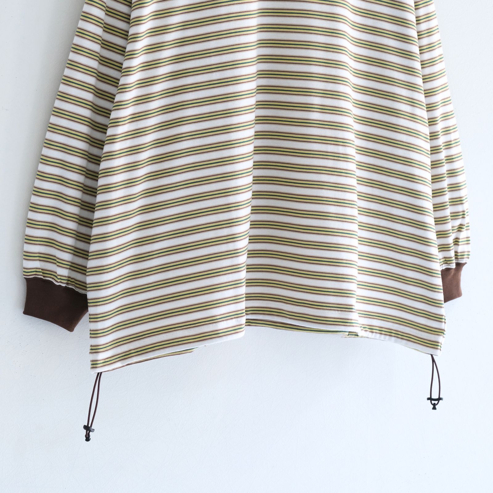 【販売開始 : 7/18 (土) 00:00~】Balloon Border Long-sleeve T-Shirt（BROWN x GREEN）