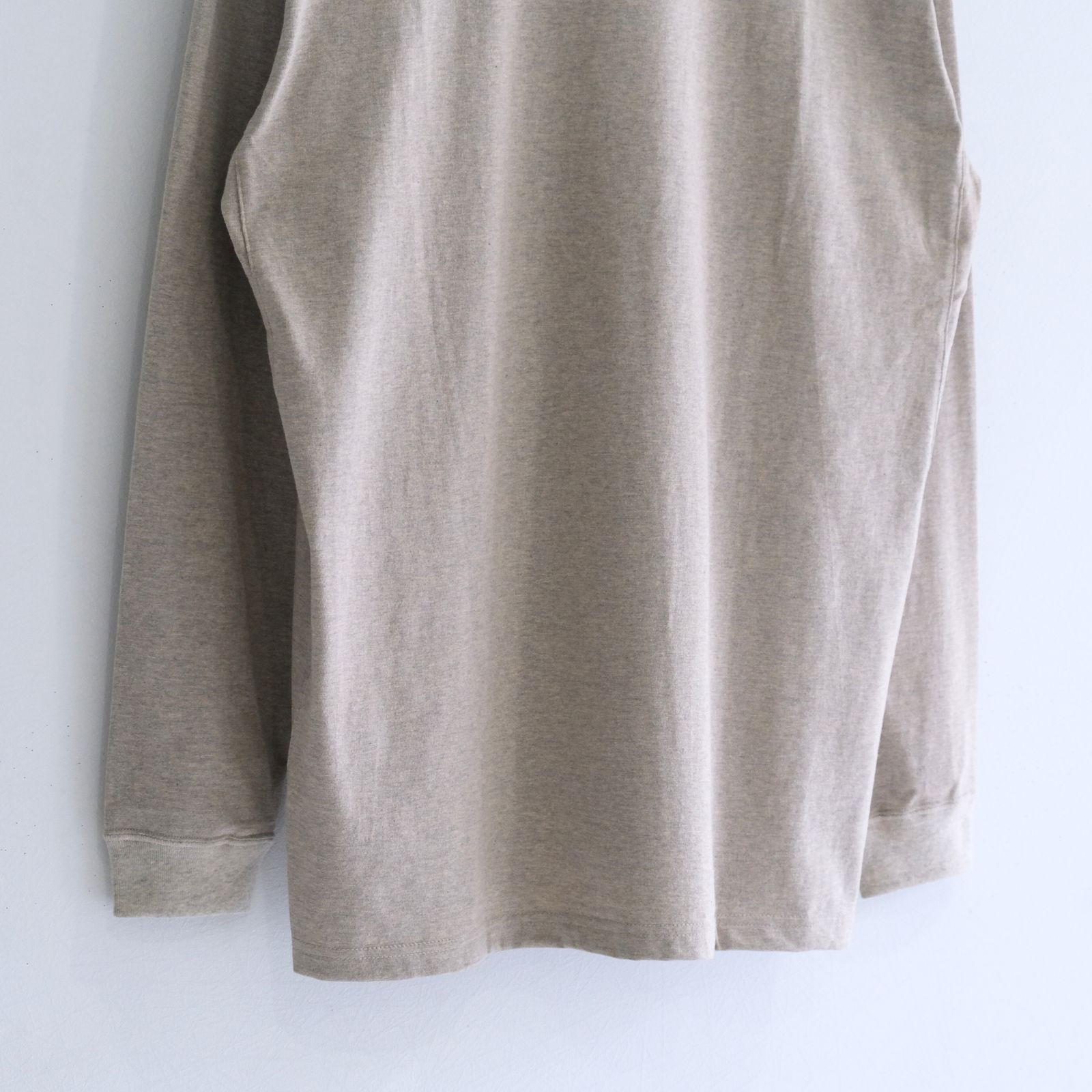 WRAP AROUND POCKET TEE L/S - Raffy plainstitch - / ロンT / ロングスリーブTシャツ / ラフィー / Beige